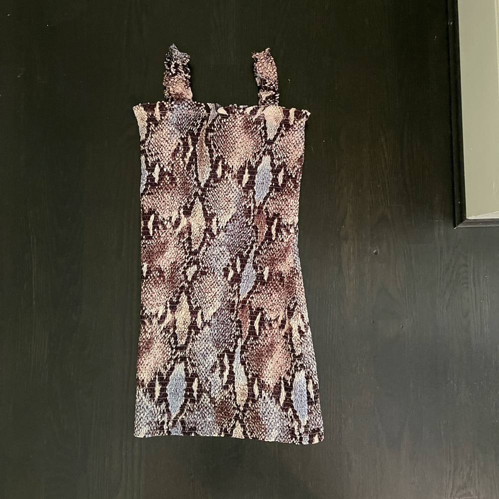 Snake skin mini dress.